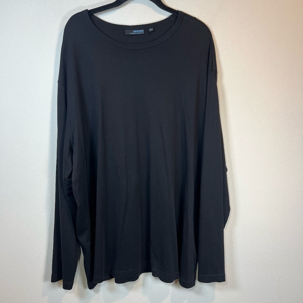 Murano Wardrobe Essentials 100% Cotton Long Sleeve Shirt Black Mens Size 3X Tall